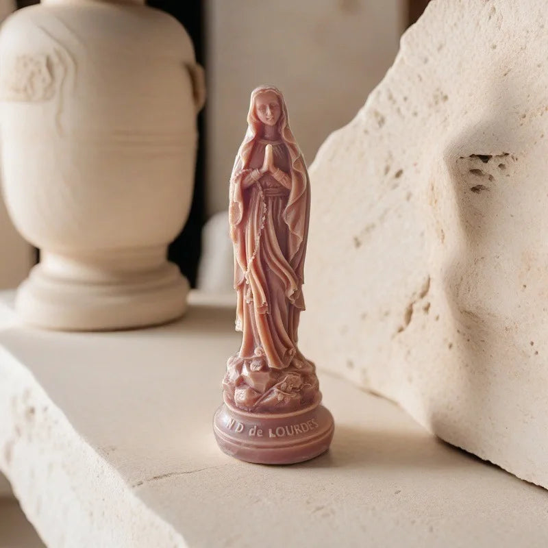 Virgin Mary scented candle. Creative shooting props. Holiday gift candle. Styling scented candles. Home furnishings.