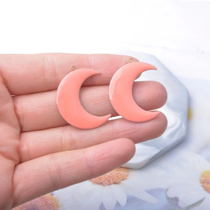 20pcs Enamel Moon Charms Copper oil dripping Ear Pendant DIY Jewelry Earring Necklace accessories