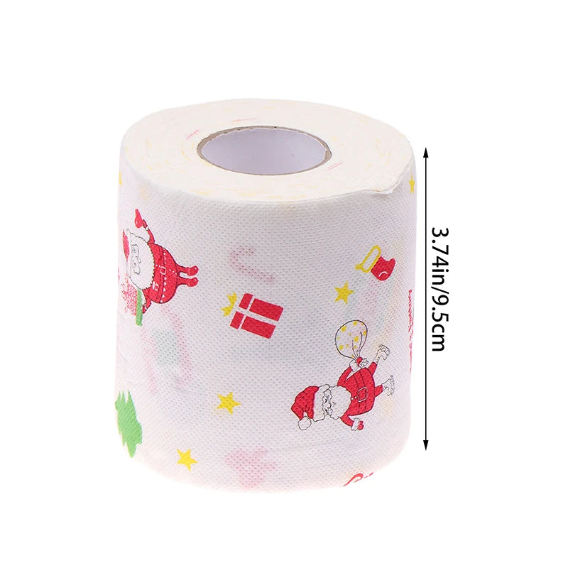 1 Roll Creative Cartoon Toilet Paper Funny Christmas Pattern Series Roll Paper Santa Claus Reindeer Hygienic Paper Rolls Napkins