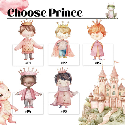 Personalization Custom Castle Prince Kids Name Wall Art Framed Print Picture Living Room Kids Boys Room Home Decor Gift