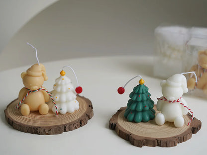Instagram Christmas Candle Mini Hand-painted Christmas Tree Candle Bear Candle Christmas Gift Holiday Decoration