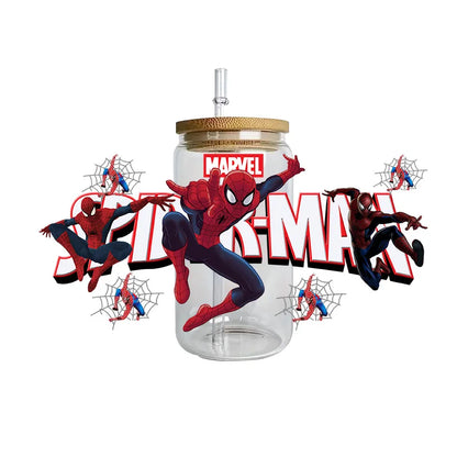 Miniso Spider-Man Easy peel waterproof DIY Decals 3D transfers uvdtf crystal stickers 16oz uv dtf tumbler cup wraps sticker