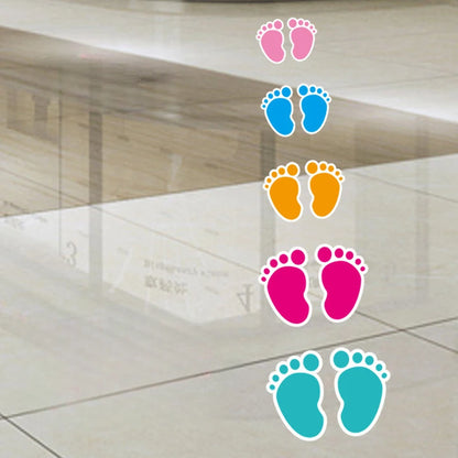 10PCS Shopping Mall School Floor Stairs Step Stickers Footprint Posters Decoration Be Careful Slippery Waterproof Wear-resistant