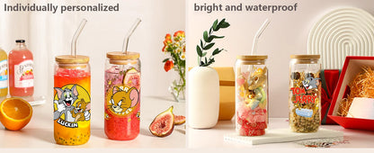 Miniso Tom and Jerry Easy peel waterproof DIY Decals 3D transfers uvdtf crystal stickers 16oz uv dtf tumbler cup wraps sticker
