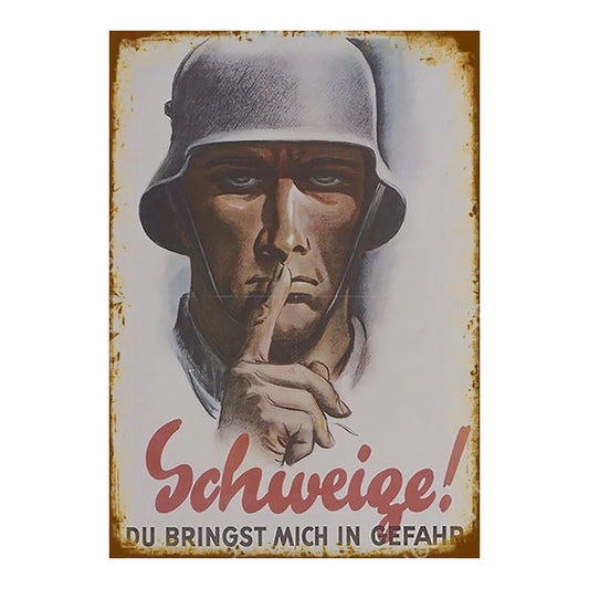 Wwii ..Keep Quiet..Vintage German Poster Metal Signs Wall Cave Tin Sign Posters Home Bar Garage Cafe Metal Sign Gift