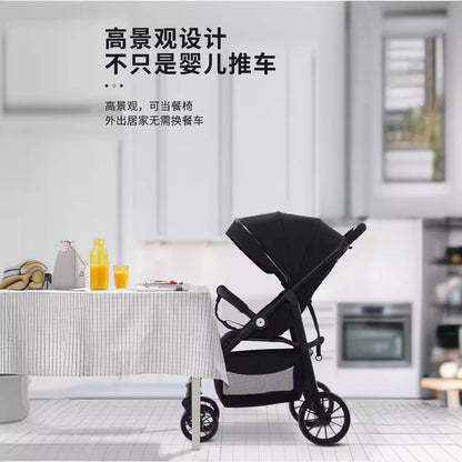 Baby Stroller Can Sit and Lie Down, Lightweight and Foldable Newborn Children'S Umbrella Cart, Baby Four-Wheel Shock Absorber Ba