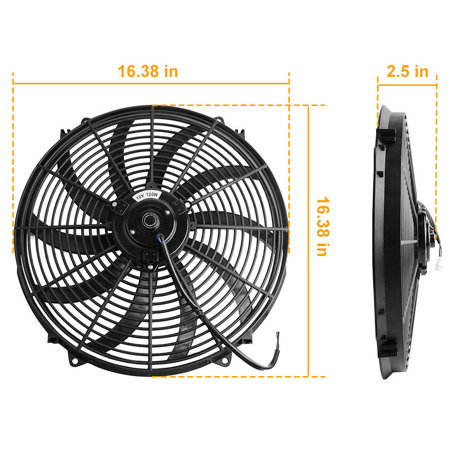 16 Inch Electric Radiator Cooling Fan 12V 120W 10 Blades Car Thermostat Kit With Mounting Kit