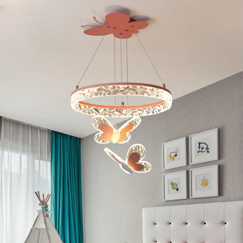 New Modern LED Chandelier Dimming Butterfly Style Lights Living Dining Room Baby Bedroom Hall Bar Pendant Lamps Indoor Lighting