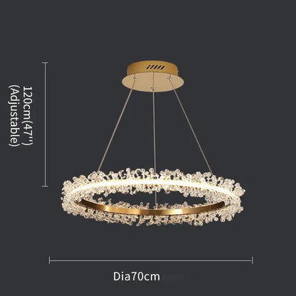 Luxury Crystal Gold Ring Led Chandelier Living Room Dining Room Bedroom Design Ring Chandelier Home Decoration Crystal Lamp