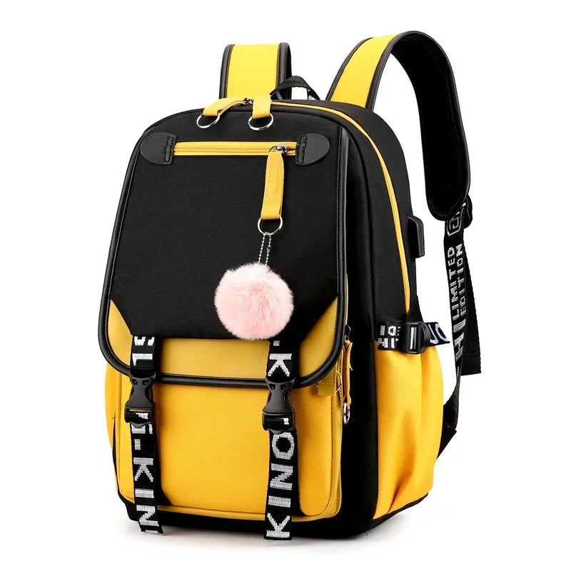 Korean Style High School Backpack for Teenage Girl Fashion Black White Student Girls Backpack Schoolbag Cute Book Bag