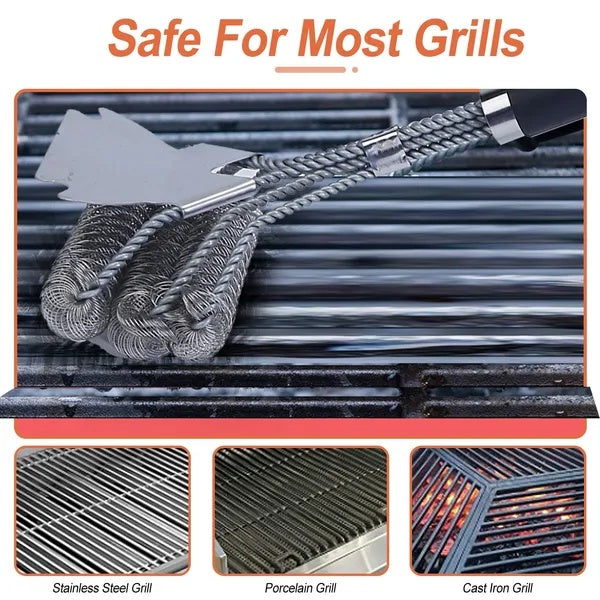 BBQ Grill Cleaning Brush Stainless Steel Barbecue Cleaner Scraper
