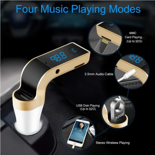Car Wireless FM Transmitter USB Charger Hands