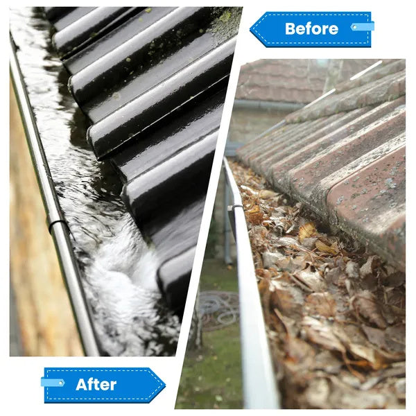 11.5FT Gutter Cleaning Brush With Telescoping Handle Rain Gutter Cleaner Extendable Gutter Cleaning Tool From The Ground With 2 Angled Brushes Anti-slip Gloves Goggles GPCT5351