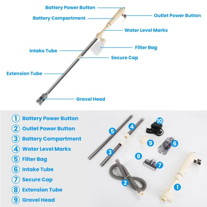Multi Functional Electric Aquarium Gravel Cleaner Kit