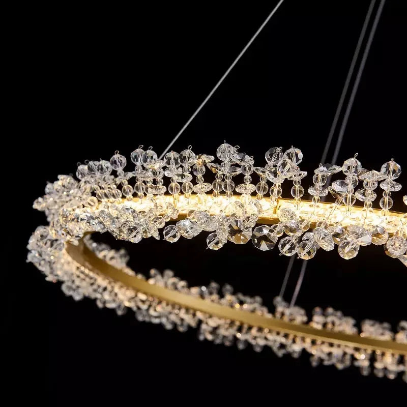 Luxury Crystal Gold Ring Led Chandelier Living Room Dining Room Bedroom Design Ring Chandelier Home Decoration Crystal Lamp