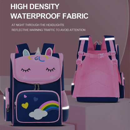 Children'S Elementary School Students Schoolbag Girls 1,2,3,4,5,6 Grades 6-12 Years Old Shoulders Backpack Cute Waterproof Light