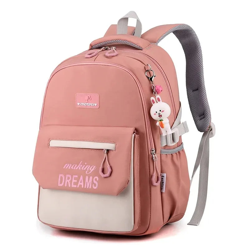 School Backpack for Girls Primary School Student Bag 8-14 Years Children Pink Bookbag Kids Satchels Teenagers Knapsack Mochila