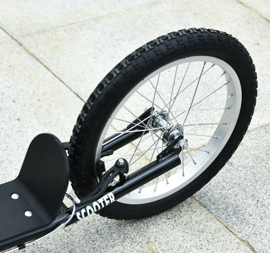 Kids Kick Scooter, Black, Adjustable Handlebar, Dual Rear Brakes, Inflatable Wheels