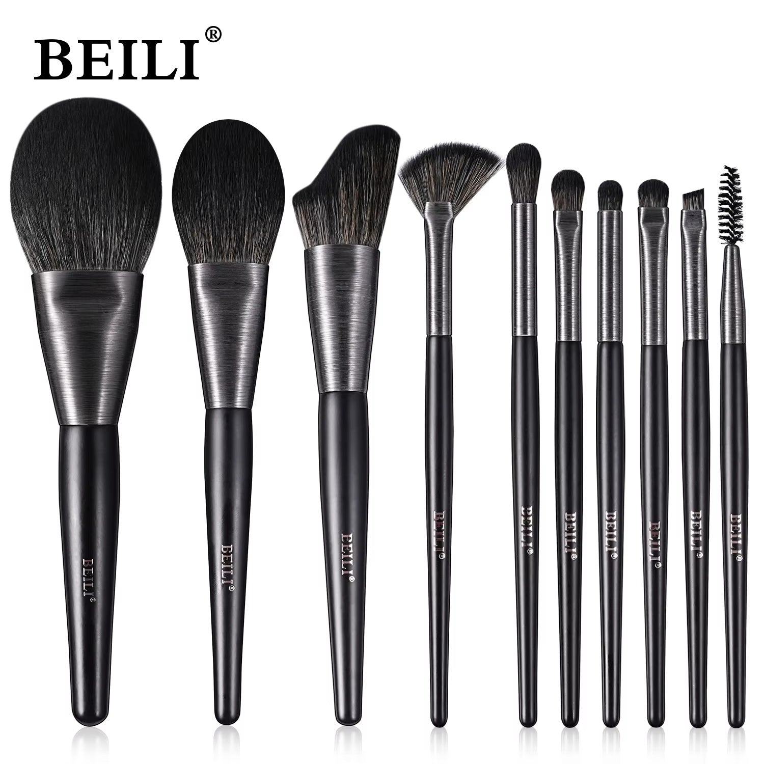 Beli 10pcs Professional Makeup Brush Set New Design Brushed Tube Makeup Brushes