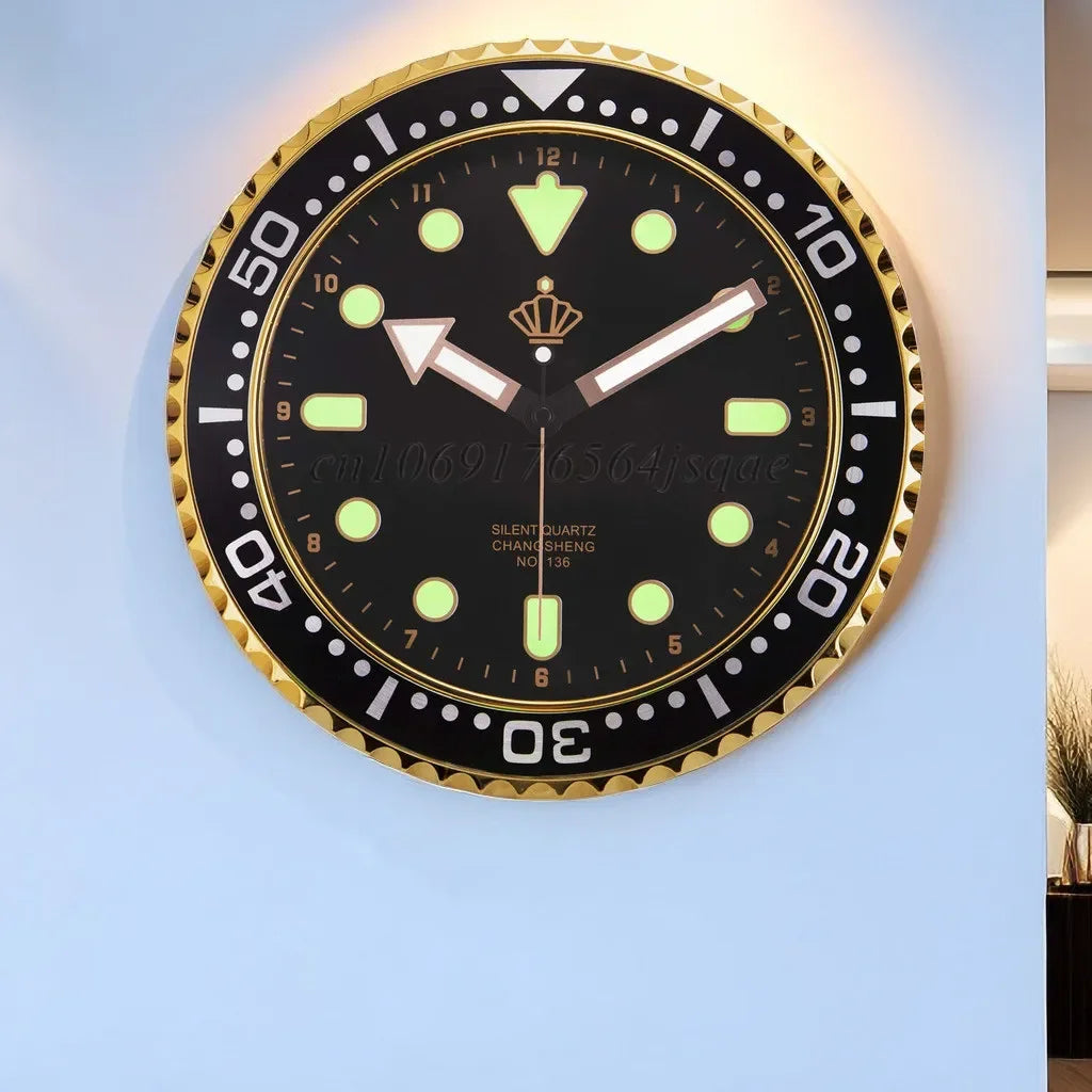 12 Inch Luminous Wall Clocks Glow in the Dark Silent Non-Ticking Gold Role Wall Clock Bedroom Office Wall Decor Battery Operated