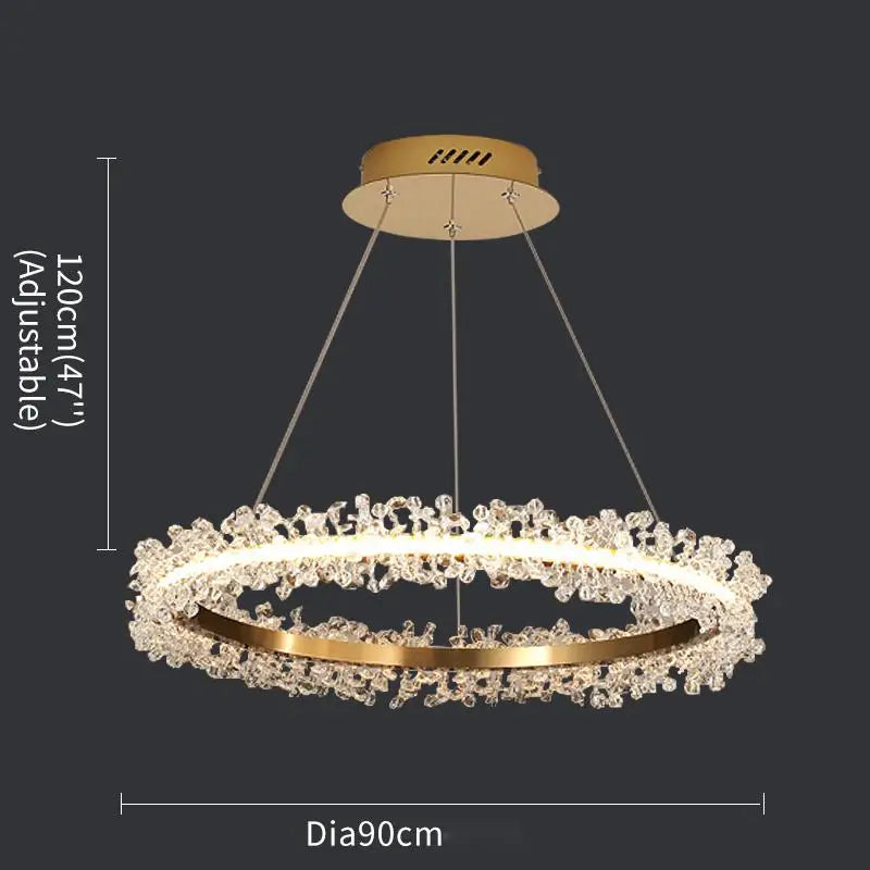 Luxury Crystal Gold Ring Led Chandelier Living Room Dining Room Bedroom Design Ring Chandelier Home Decoration Crystal Lamp