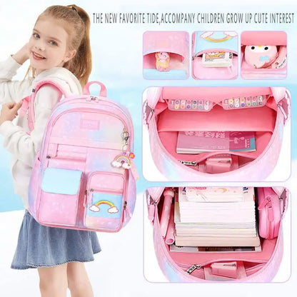 Girls School Backpacks Kawaii Book Bag with Compartments for Girl Kid Students Elementary School Back Pack Kids Rucksack Mochila