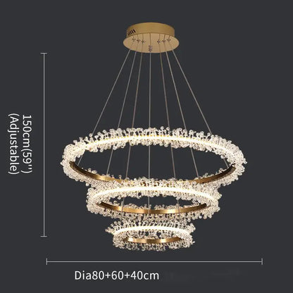 Luxury Crystal Gold Ring Led Chandelier Living Room Dining Room Bedroom Design Ring Chandelier Home Decoration Crystal Lamp