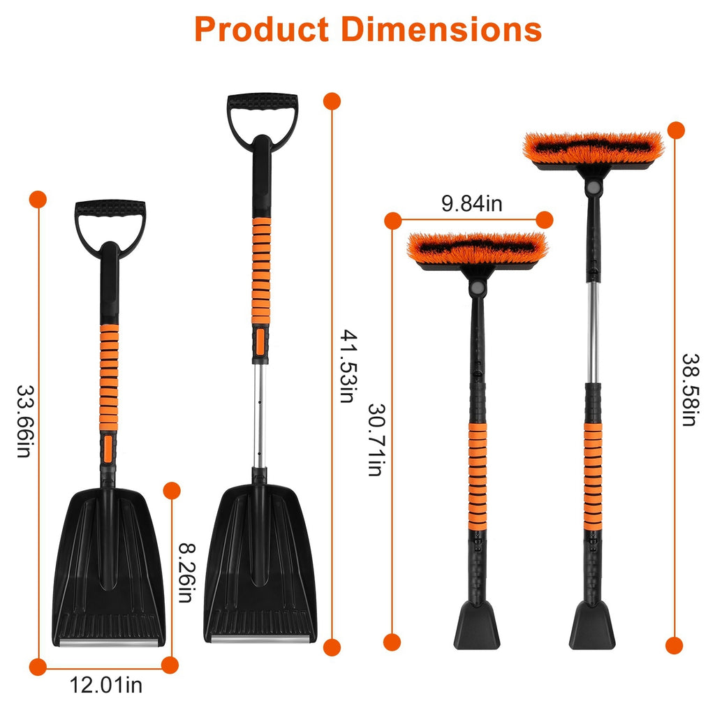 1Pc 5 In 1 Detachable Snow Remover Kits Extendable Ice Scraper Snow Shovel 180Degree Adjustable Snow Brush Head For Car Windshield Roof