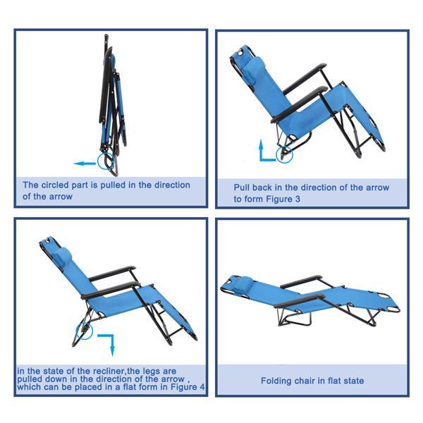 Portable Folding Dual-use Extended Version Lounge Chair Blue