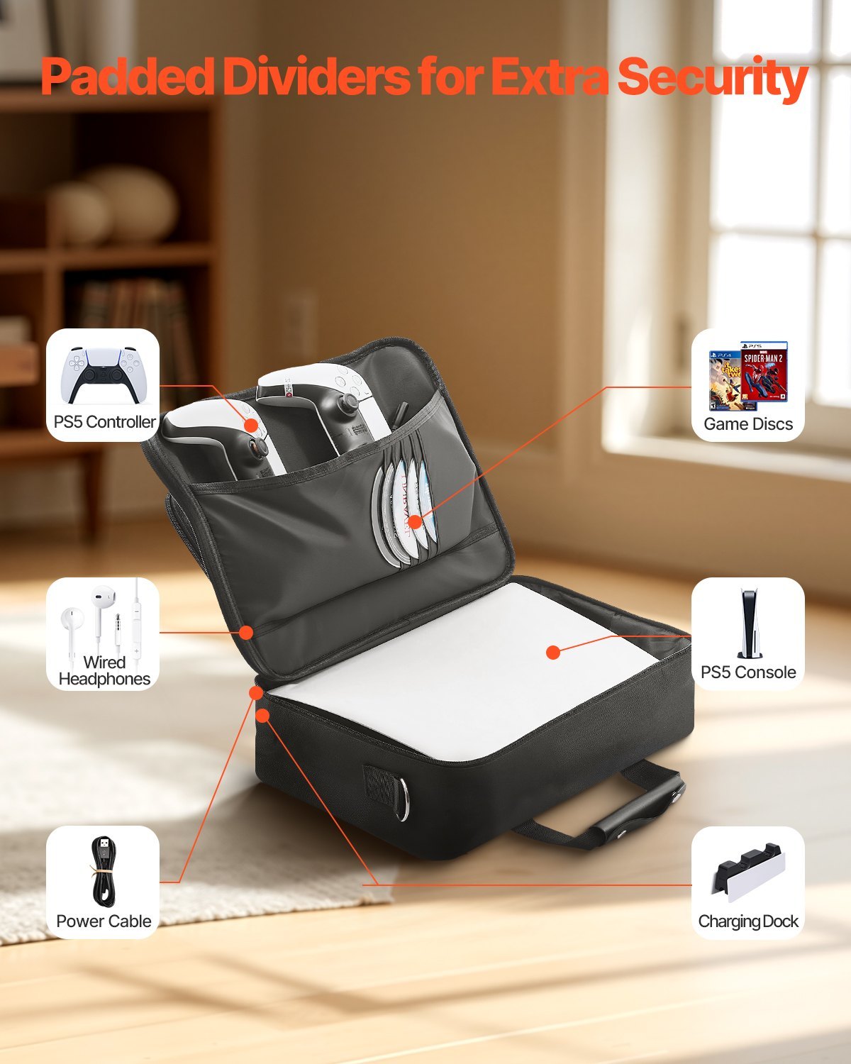 PS5 Carrying Case Travel Bag For Playstation 5 PS5 Slim Waterproof Nylon