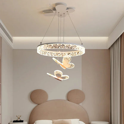 New Modern LED Chandelier Dimming Butterfly Style Lights Living Dining Room Baby Bedroom Hall Bar Pendant Lamps Indoor Lighting