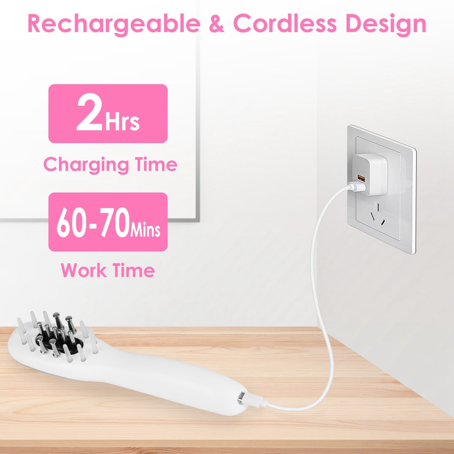 1Pc Electric Scalp Massage Comb Microcurrent Hair Brush Handheld Head Scratcher Massager Hair Oil Applicator With Vibration Micro-Current Mode Red & Blue Light Therapy Oil Applicator