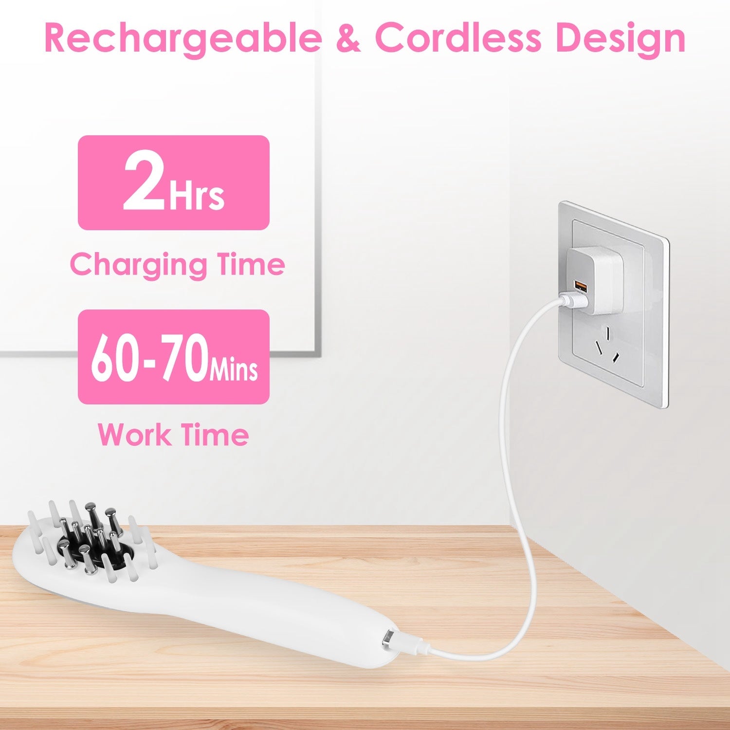 1Pc Electric Scalp Massage Comb Microcurrent Hair Brush Handheld Head Scratcher Massager Hair Oil Applicator With Vibration Micro-Current Mode Red & Blue Light Therapy Oil Applicator