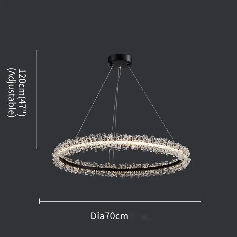 Luxury Crystal Gold Ring Led Chandelier Living Room Dining Room Bedroom Design Ring Chandelier Home Decoration Crystal Lamp