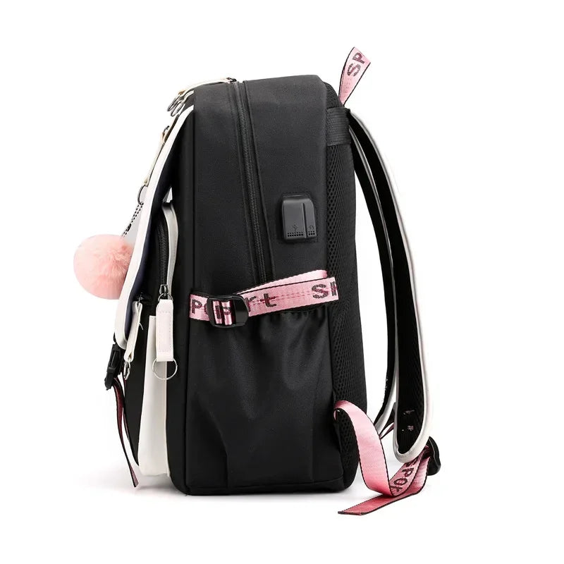 Korean Style High School Backpack for Teenage Girl Fashion Black White Student Girls Backpack Schoolbag Cute Book Bag