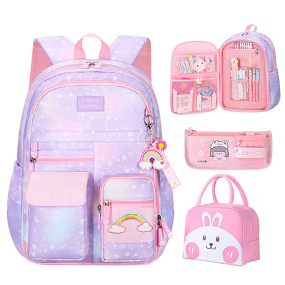 Girls School Backpacks Kawaii Book Bag with Compartments for Girl Kid Students Elementary School Back Pack Kids Rucksack Mochila