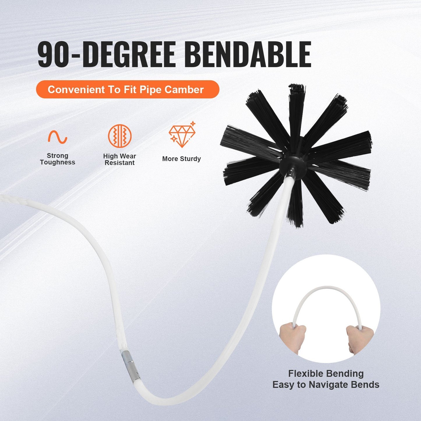 VEVOR 40 FEET Dryer Vent Cleaner Kit, 29 Pieces Duct Cleaning Brush, Reinforced Nylon Dryer Vent Brush, Dryer Cleaning Tools Lint Remover With Flexible Lint Trap Brush, Clamp Connectors