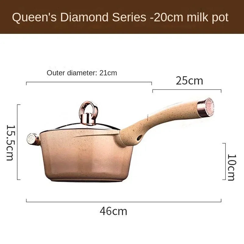 Diamond Queen Series Frying Pan Non-Stick Frying Pan Pan for Household Stockpot Gas Induction Cooker