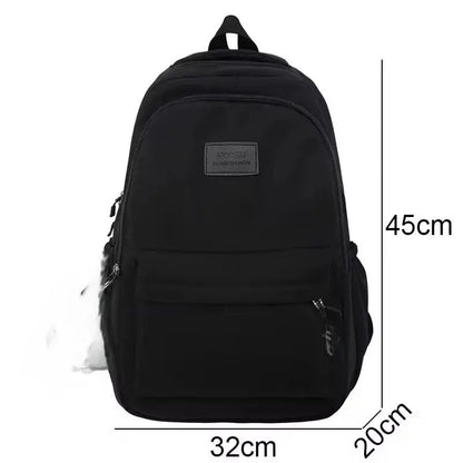 No Pendant Waterproof Teenage Bookbag Nylon Rucksack Fashion Girl Backpack Women Shoulder Bag High School Schoolbag Black