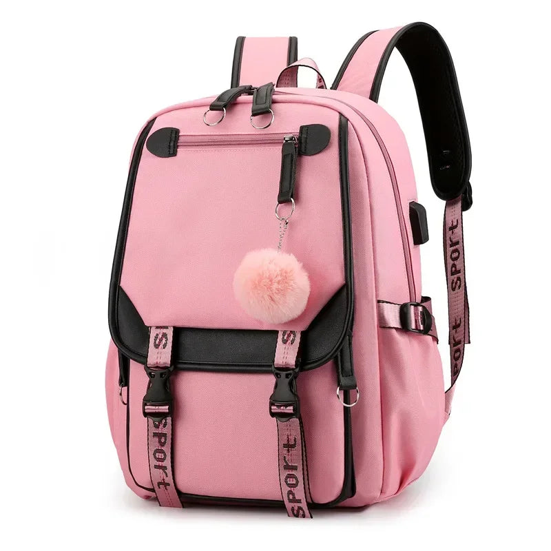 Korean Style High School Backpack for Teenage Girl Fashion Black White Student Girls Backpack Schoolbag Cute Book Bag