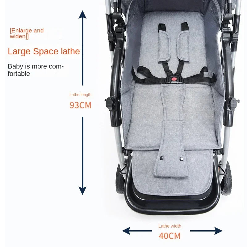 Baby Stroller Lightweight Foldable High Landscape Travel Stroller Newborn Baby Two-Way Seat Four Wheel Baby Stroller 3 in 1