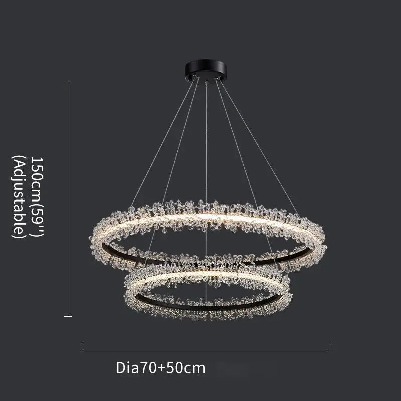 Luxury Crystal Gold Ring Led Chandelier Living Room Dining Room Bedroom Design Ring Chandelier Home Decoration Crystal Lamp