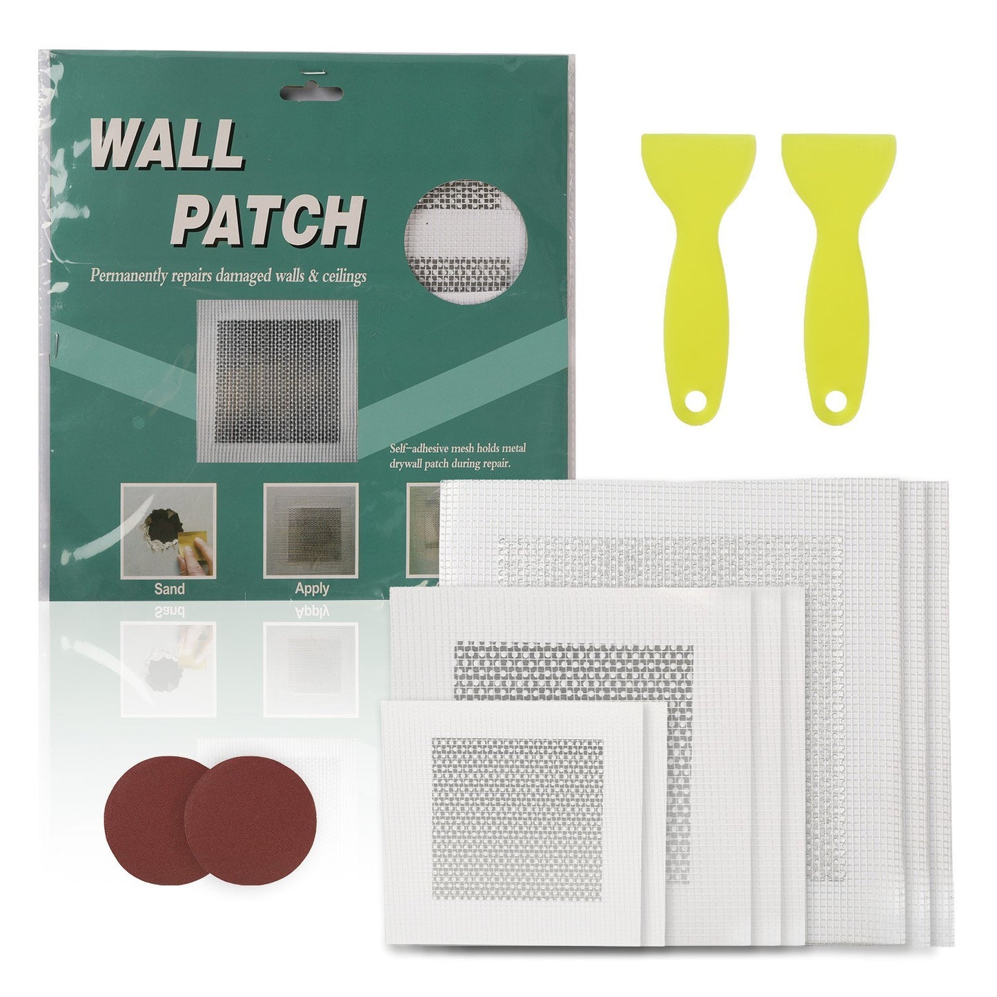 16PCS Drywall Repair Kit Self-Adhesive Dry Wall Repair Patch Kit