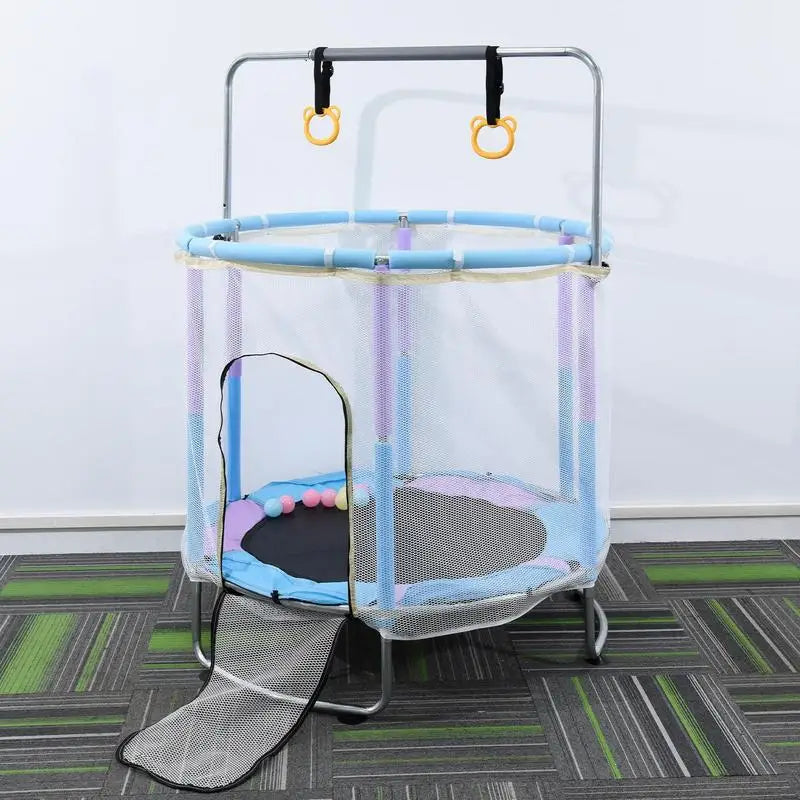 Kids Trampoline Rebounder Trampoline with Enclosure and Swing Home Trampoline with with Basketball Hoop and Sandbag for Indoor