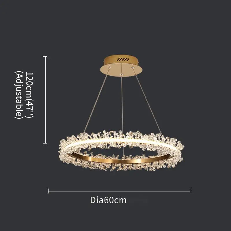 Luxury Crystal Gold Ring Led Chandelier Living Room Dining Room Bedroom Design Ring Chandelier Home Decoration Crystal Lamp