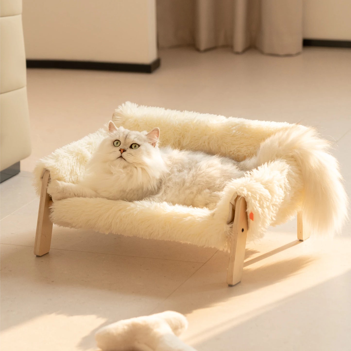 Cat Bed Sofawooden, Sturdy Fluffy Cat Couch Bed Dog Beds for Cats and Small Dogs Pet Furniture Elevated