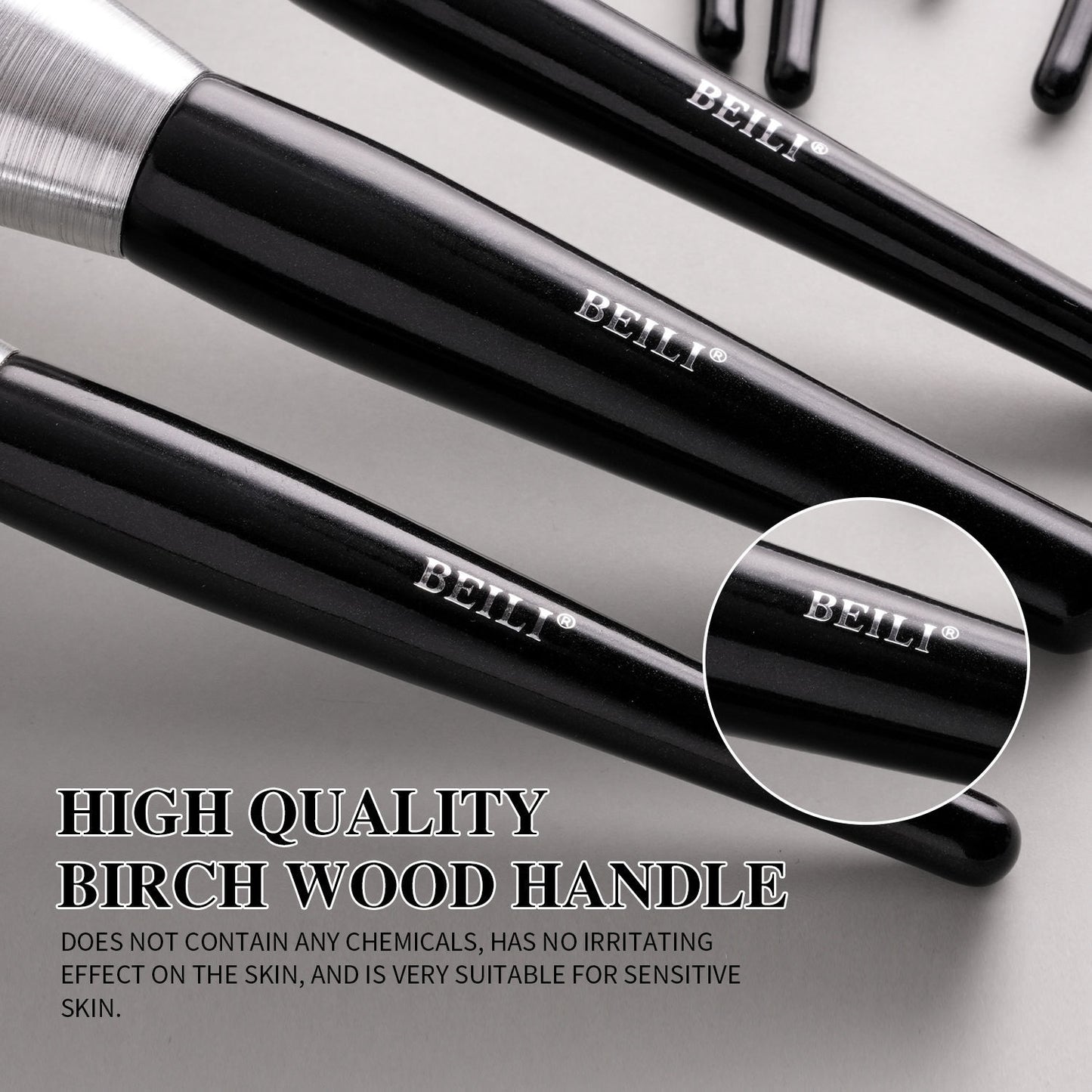 Beili Christmas Gift Makeup Brush Set Of 10, Kabuki Brushes With Synthetic Hair For Foundation, Concealer, And Eyeshadow.