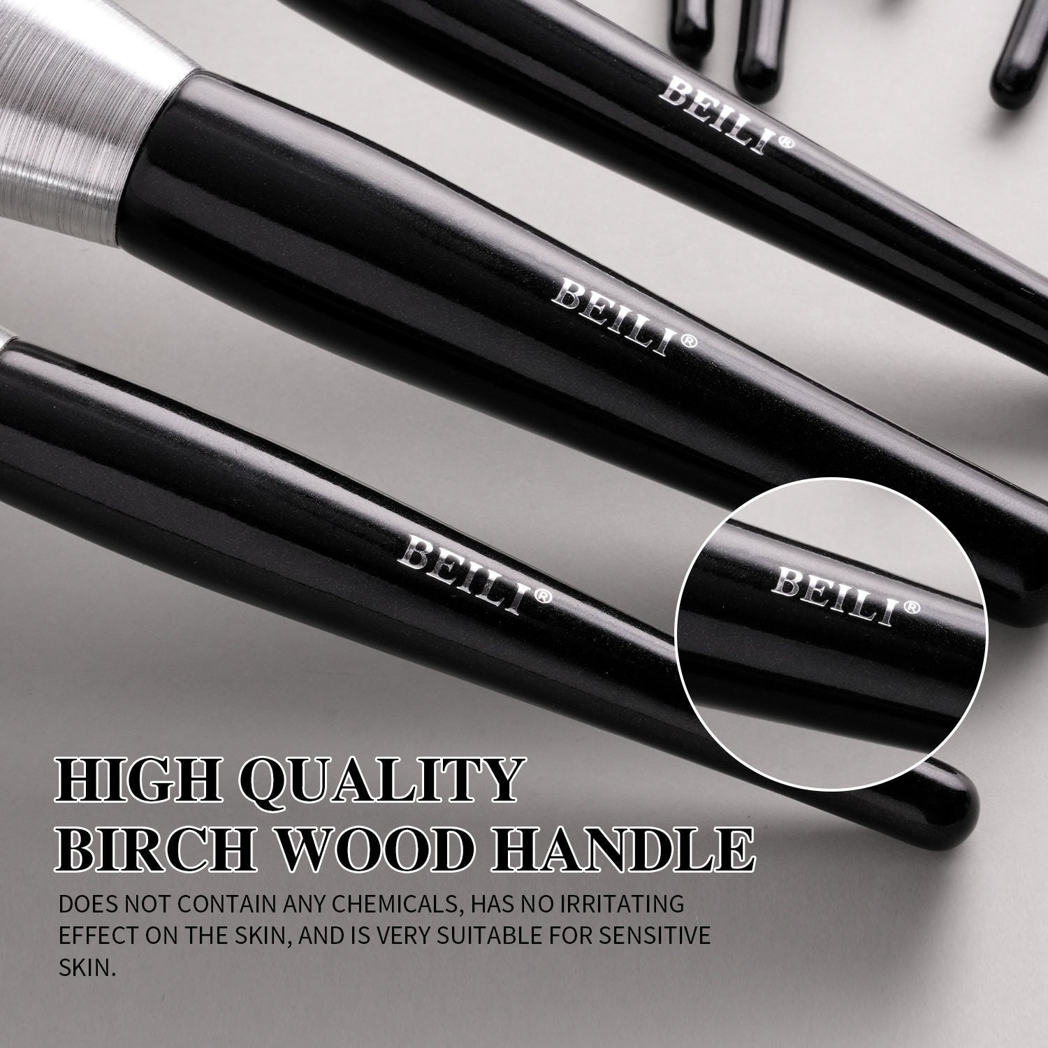 Beili Christmas Gift Makeup Brush Set Of 10, Kabuki Brushes With Synthetic Hair For Foundation, Concealer, And Eyeshadow.