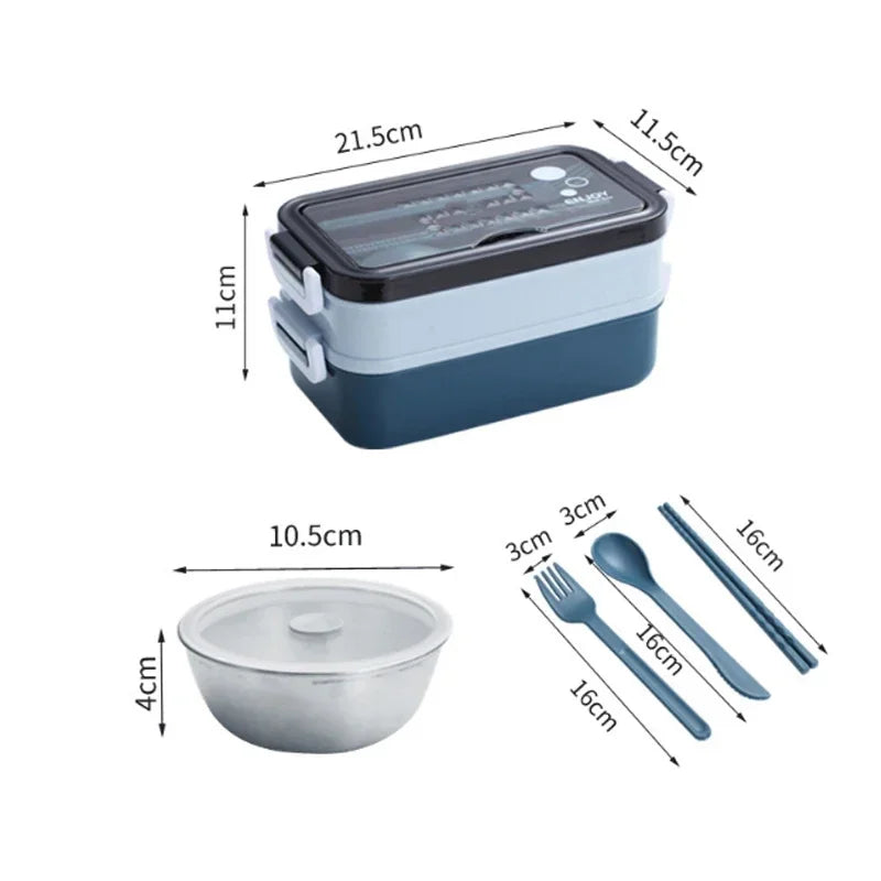 304 Stainless Steel Lunch Box Bento Box for School Kids Office Worker 2Layers Microwae Heating Lunch Container Food Storage Box