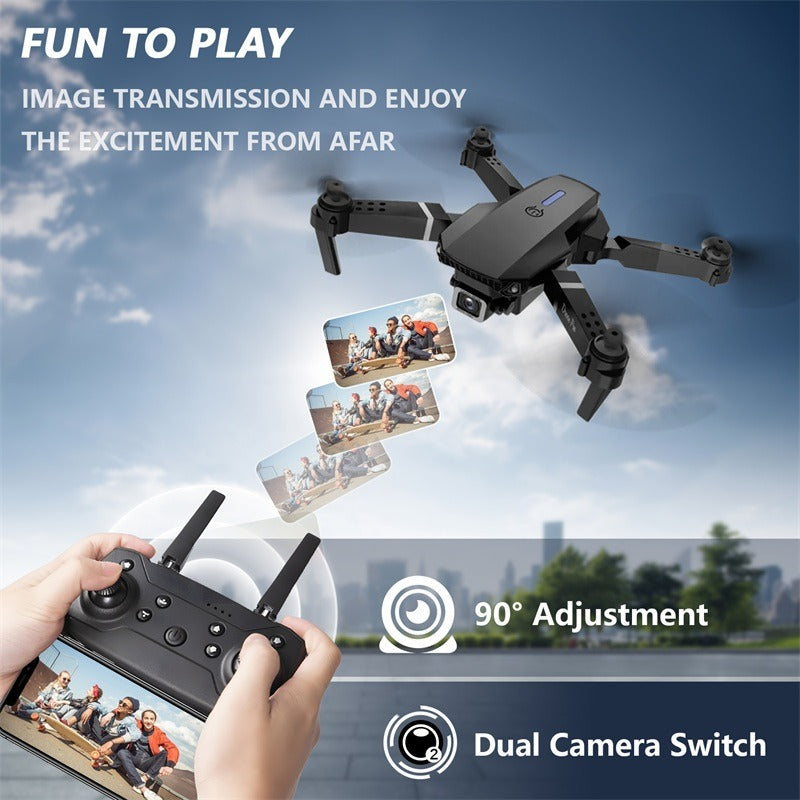 The E88 Dual-camera Drone With Two Batteries Has The Function Of Altitude Hold Mode. It Is Equipped With Dual Lenses And Can Fly Stably.